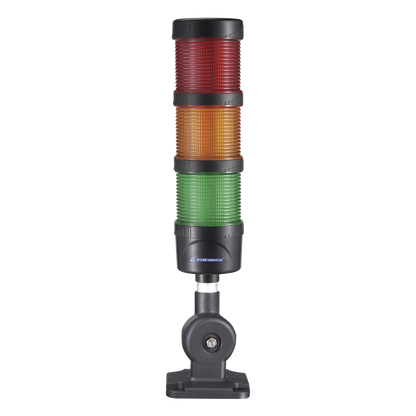 Torre de Señalización LED / 3 Niveles Rojo-Ámbar-Verde / Buzzer 85 dB / 24 VCD / Luz Fija o Intermitente / Base 60 mm (2.36 in) / IP53