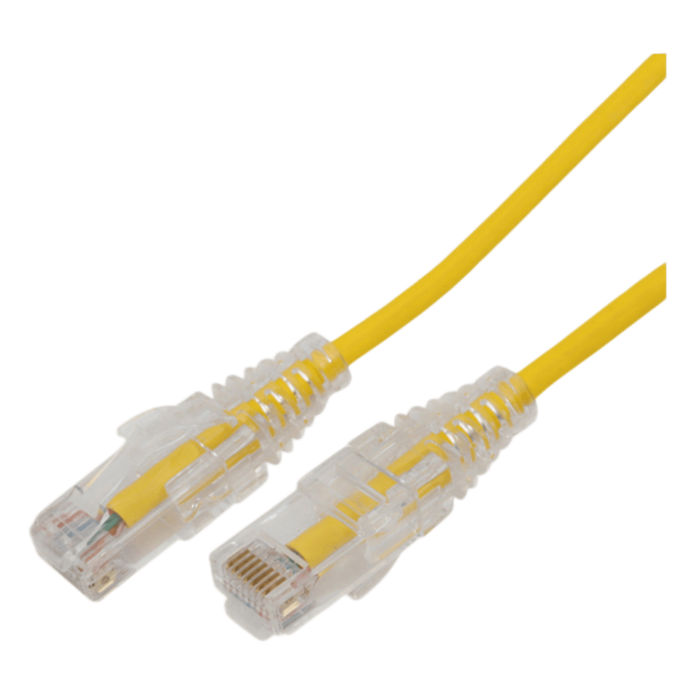 Cable de Parcheo Slim UTP Cat6A - 7 Metros (22.97 Pies) Amarillo, Diámetro Reducido (28 AWG)