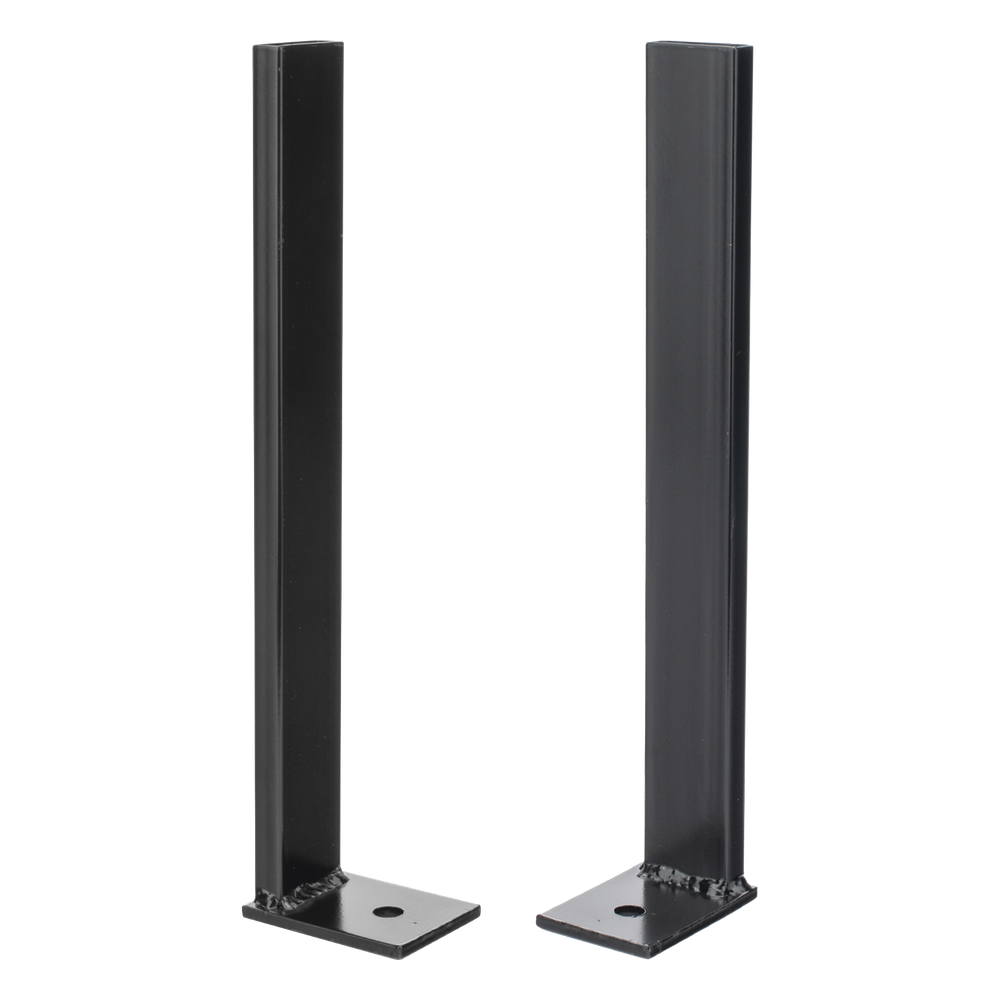 Pies Base para Escalera Tubular de 1.5" de Peralte × 12" de Ancho / Acero al Carbón / Pintura Epóxica Negra / Fijación al Suelo / Par de 2 Piezas
