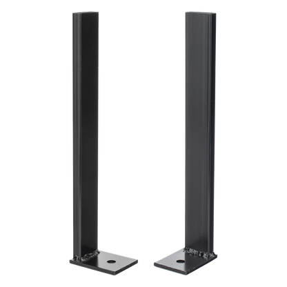 Pies Base para Escalera Tubular de 1.5" de Peralte × 12" de Ancho / Acero al Carbón / Pintura Epóxica Negra / Fijación al Suelo / Par de 2 Piezas