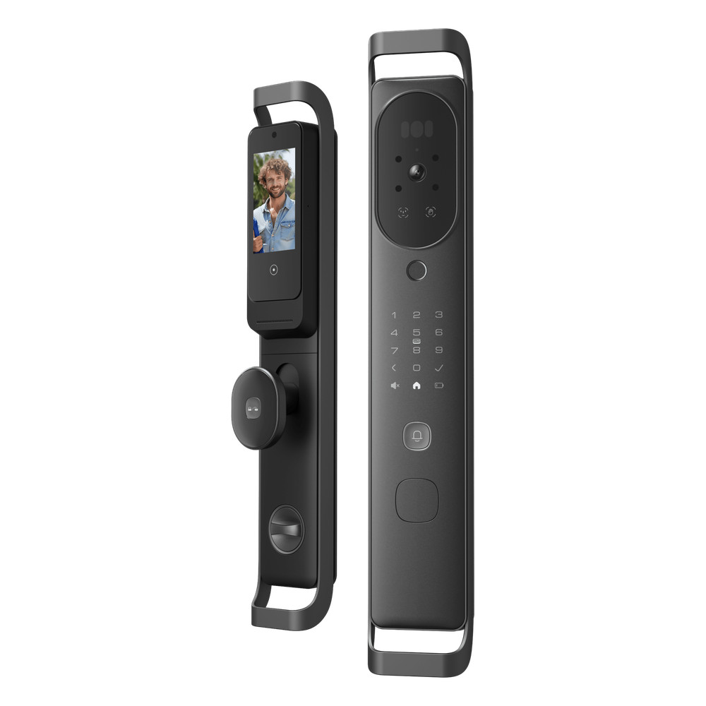 Cerradura Inteligente Multibiométrica / Reconocimiento Facial + Venas Palma + Huella Digital / Teclado Numérico + Tarjetas IC + NFC / Pantalla HD 4.5