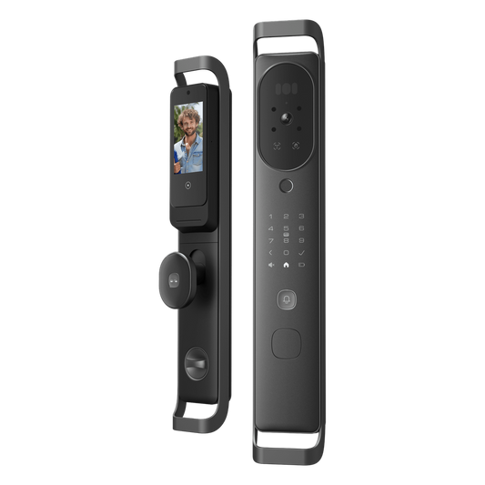 Cerradura Inteligente Multibiométrica / Reconocimiento Facial + Venas Palma + Huella Digital / Teclado Numérico + Tarjetas IC + NFC / Pantalla HD 4.5