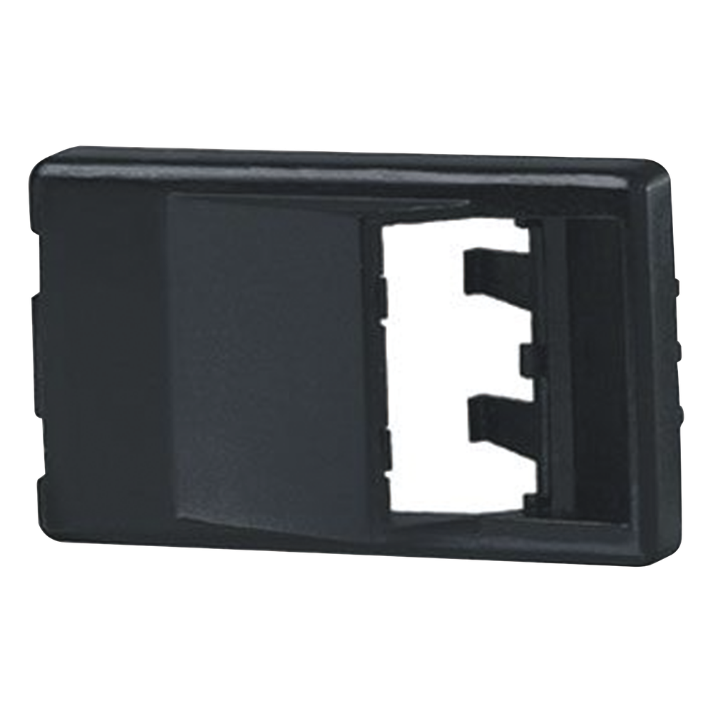 Placa de Mobiliario Modular Estándar, Salidas Para 2 Puertos Mini-Com Angulados, Color Negro