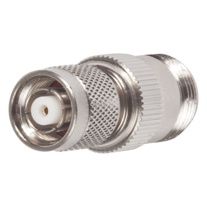 Adaptador en Línea, de Conector TNC Macho Inverso a N Hembra, Niquel/ Oro/ Teflón