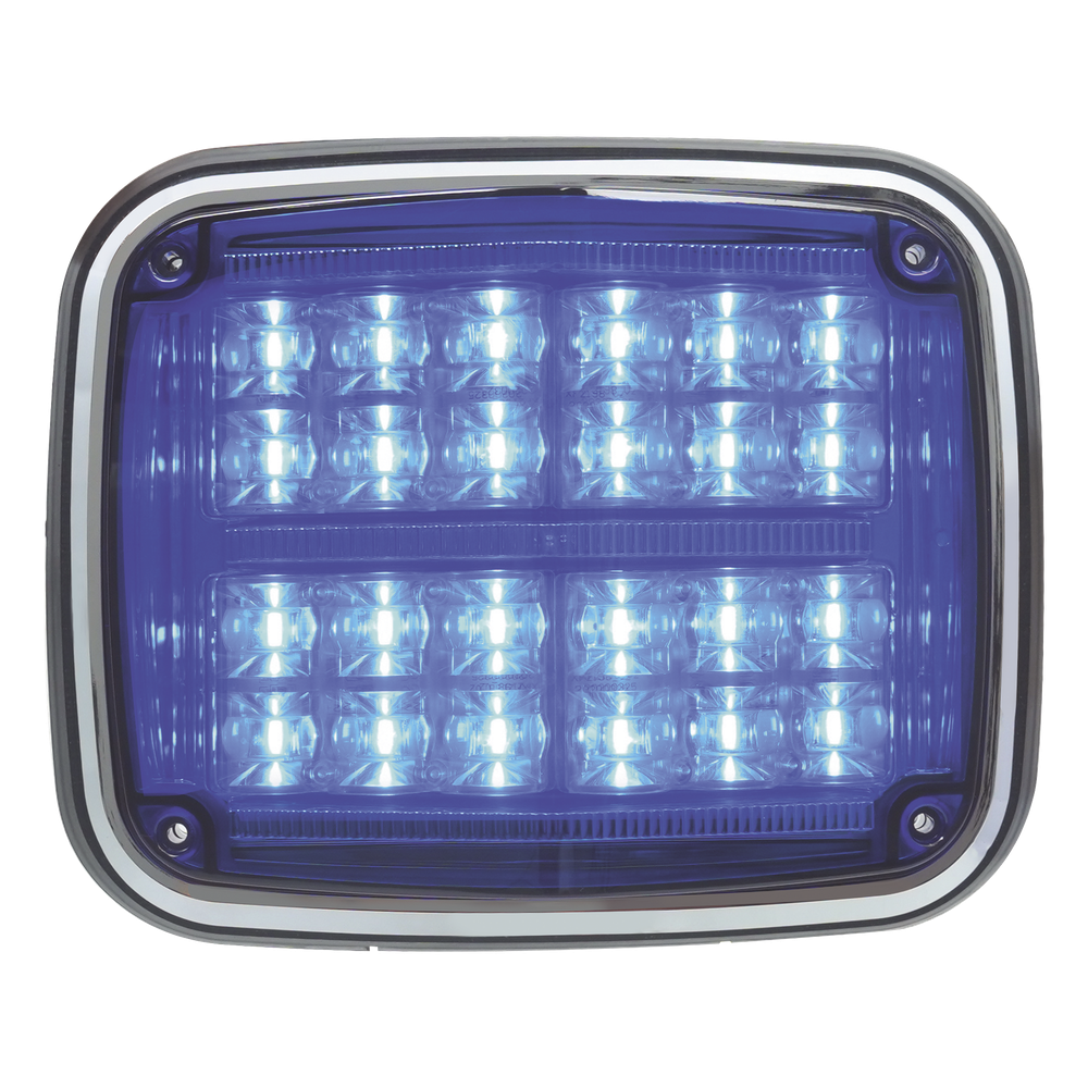Luz de advertencia de 8 X 6", Color Azul, SAE, IP67, Ideal para Ambulancias