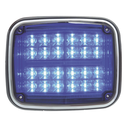 Luz de advertencia de 8 X 6", Color Azul, SAE, IP67, Ideal para Ambulancias
