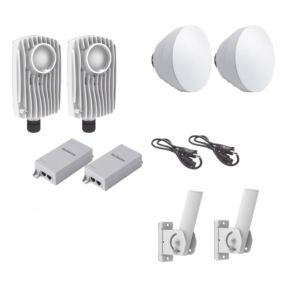 Kit de 2 radios C6X con 2 antenas de (16 dBi), rango de frecuencia extendida (5.1 a 6.4 GHz), incluye inyector POE, cable de alimentación y 2