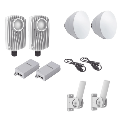 Kit de 2 radios C6X con 2 antenas de (16 dBi), rango de frecuencia extendida (5.1 a 6.4 GHz), incluye inyector POE, cable de alimentación y 2
