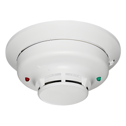 Detector fotoeléctrico de humo convencional de 2 hilos con LED bicolor y compensación automática de sensibilidad