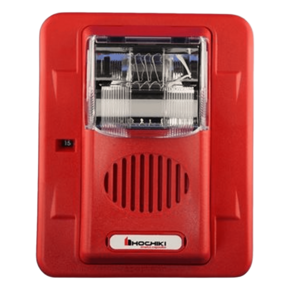 Sirena Estrobo, 24 Vcd, Multi-Candela 15 hasta 110 cd, Montaje En Pared, Color Rojo, Serie HEC3 (0500-06020), Hochiki