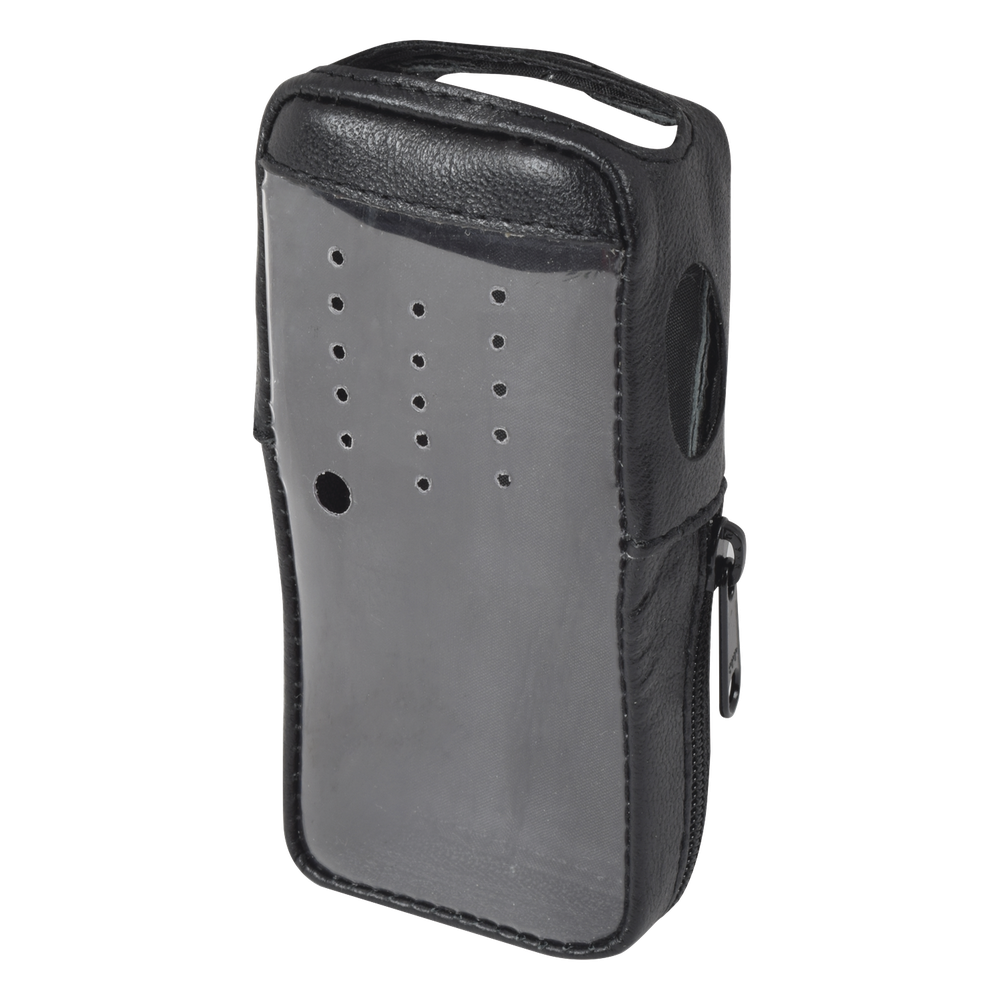 Funda para Radio Portátil / Piel Reforzada con Frente Transparente / Acceso Directo a PTT y Puerto de Accesorios / Para Kenwood TK-2000KV2 y