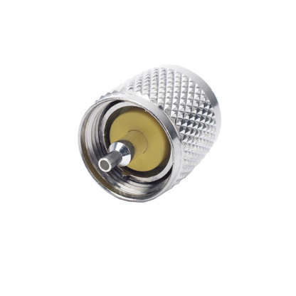 Conector UHF Macho (PL-259) de Anillo Plegable para Cable Coaxial RG-8/X, 9258, LMR-240, Níquel/ Plata/ Baquelita