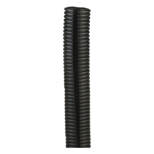Tubo Corrugado Abierto para Protección de Cables, 1in (25.4 mm) de Diámetro, 30.5 m de Largo, Color Negro