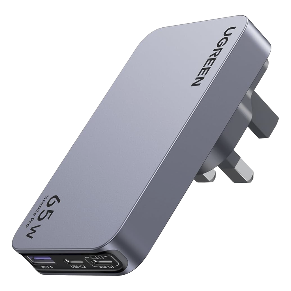 Cargador Rápido GaN 65W UGREEN / 2 Puertos USB-C + 1 Puerto USB-A / Tecnología GaN / Carga Rápida PPS PD 3.0 QC 4.0 / Compatibilidad Universal