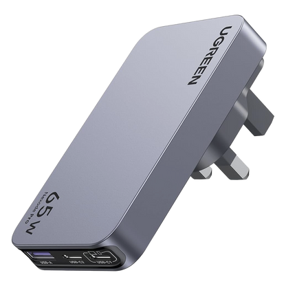 Cargador Rápido GaN 65W UGREEN / 2 Puertos USB-C + 1 Puerto USB-A / Tecnología GaN / Carga Rápida PPS PD 3.0 QC 4.0 / Compatibilidad Universal