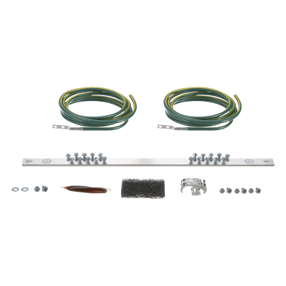 Kit de Puesta a Tierra con dos Jumpers 6 AWG y Barra de Conexiones de 20 Orificios, para Rack de 19in