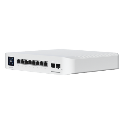 Switch UniFi Pro 8 PoE Administrable Capa 3, 8 puertos GbE / (6) puertos POE+ af/at y (2) puertos POE++ 802.3bt / (2) puertos SFP+ 10G / 120W de