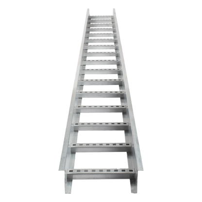 Escalera de Aluminio Portacables / Perfil Z / Peralte 3 1/4" /Paso 9" / Ancho 12" / 3.66 metros / Capacidad Máx. 274 Cables / Incluye Cople Union y