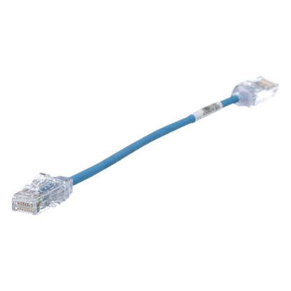 Cable de Parcheo TX6, UTP Cat6, Diámetro Reducido (28AWG), Color Azul, 20.2 cm (8 Pulgadas)