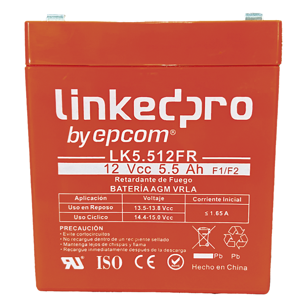 Batería de respaldo 12 V | 5.5 Ah | AGM | Certificada UL94-V0 Retardante a la Flama | Especial para Seguridad Electrónica | UPS | Sistemas de
