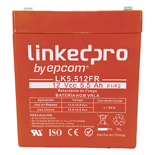 Batería de respaldo 12 V | 5.5 Ah | AGM | Certificada UL94-V0 Retardante a la Flama | Especial para Seguridad Electrónica | UPS | Sistemas de