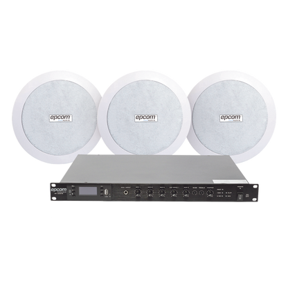 KIT de Amplificador de 120W para Rack SF120DTB | 3 Altavoces de Plafón de 5.5in SF-206P | 3.75 - 30W | Sistema 70/100V