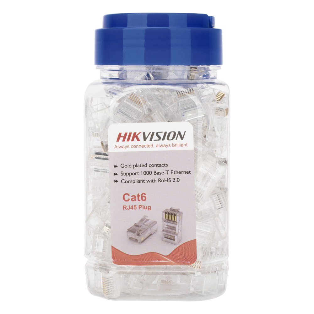Bote con 100 Piezas de Plug Modular RJ45 / Cat 6 / Chapado en Oro a 30 Micras / Sin Blindaje / Fácil Instalación / Uso Interior / Soporta Norma