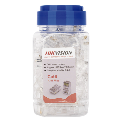 Bote con 100 Piezas de Plug Modular RJ45 / Cat 6 / Chapado en Oro a 30 Micras / Sin Blindaje / Fácil Instalación / Uso Interior / Soporta Norma