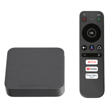 STB 4K Android con Google TV / Alto Rendimiento / Conexión Wi-Fi y por Cable / Control Remoto Bluetooth / Salida HDMI / APP Hik Connect Pre-instalada