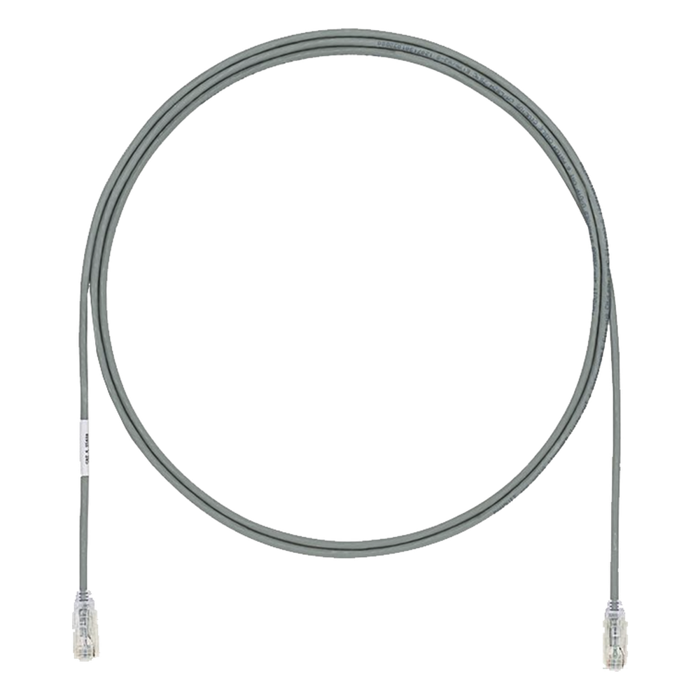 Cable de Parcheo UTP Cat6A, CM/LSZH, Diámetro Reducido (28AWG), Color Gris, 0.30 Metros (1 Pie)