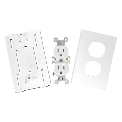 Contacto eléctrico doble, soporte y tapa color blanco de PVC auto extinguible, para canaleta TEK100 (5591-10200)