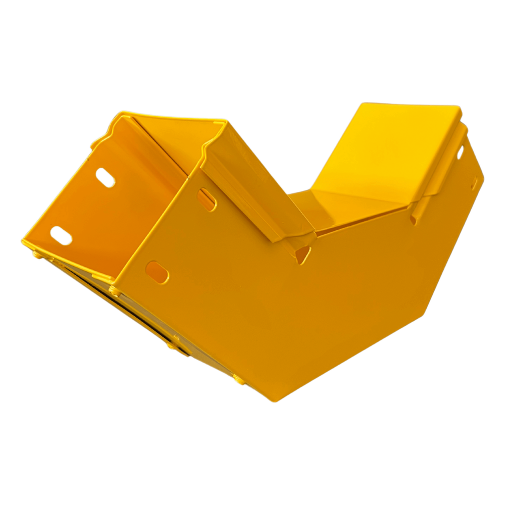 CHFIBER Curva Vertical Interior de 90° de Aluminio para Fibra Óptica, 4" de Peralte, 4" de Ancho y Radio de 8", con Pintura Epóxica Amarilla, Incluye