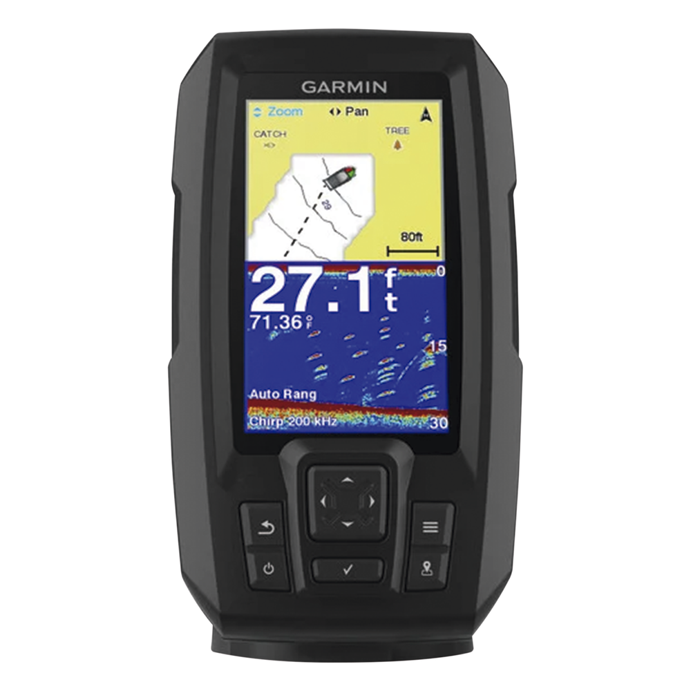 Fishfinder STRIKER™ Plus 4 con GPS Integrado / Pantalla QSVGA 272 x 480 píxeles / Frecuencias 50-200 kHz / Potencia 200 W RMS / Tecnología de