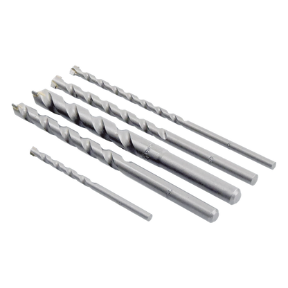 Juego de 5 Pzas. de Broca para Concreto, Zanco Recto (3/16", 1/4", 5/16", 3/8" y 1/2").