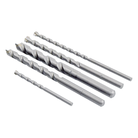 Juego de 5 Pzas. de Broca para Concreto, Zanco Recto (3/16", 1/4", 5/16", 3/8" y 1/2").