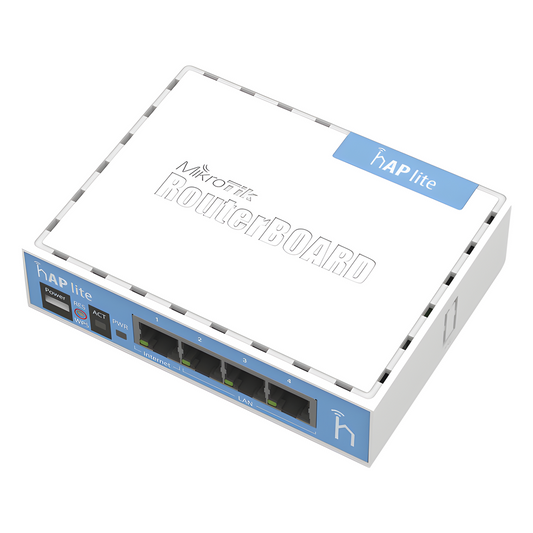 (hAP Lite) 4 Puertos Fast Ethernet y Wi-Fi 2.4 GHz 802.11 b/g/n