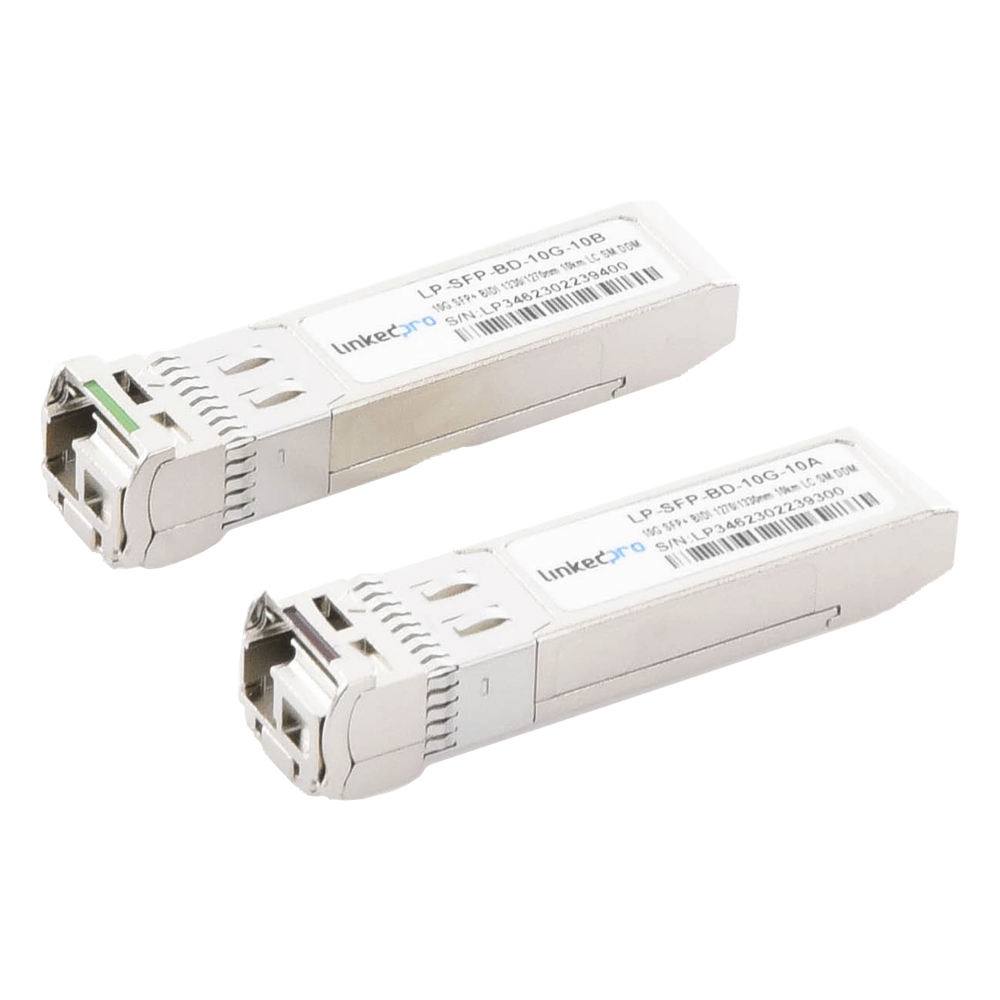 Transceptores Ópticos Bidireccionales SFP+ (Mini-Gbic) / Monomodo 1270 & 1330 nm / 10 Gbps / 10GBASE-BX / Conector LC/UPC Simplex / DDM / Hasta 10 km