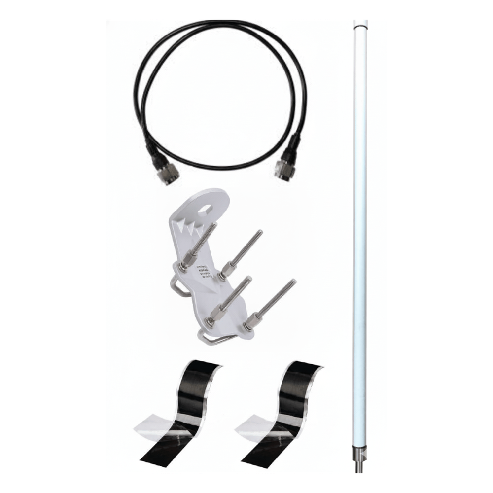 Antena LoRa Exterior Omnidireccional / 5dBi / Frecuencia 860-930 MHz / IP67 / Resistencia al Viento 200 km/h / Kit de Montaje en Poste / Cable