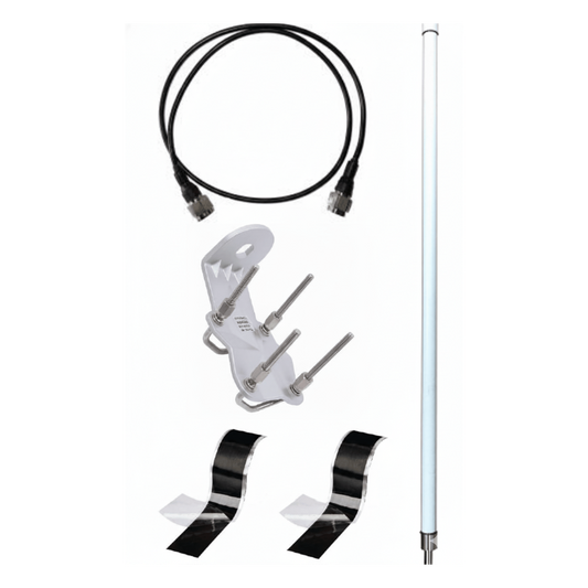 Antena LoRa Exterior Omnidireccional / 5dBi / Frecuencia 860-930 MHz / IP67 / Resistencia al Viento 200 km/h / Kit de Montaje en Poste / Cable