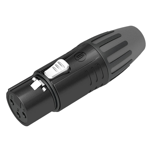Conector XLR hembra | Carcasa Enchapada en Negro | Contactos Enchapados en Plata |