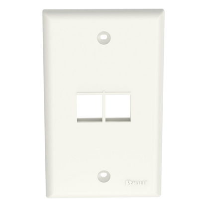 Placa de Pared Vertical, Salida Para 2 Puertos Keystone, Color Blanco Mate