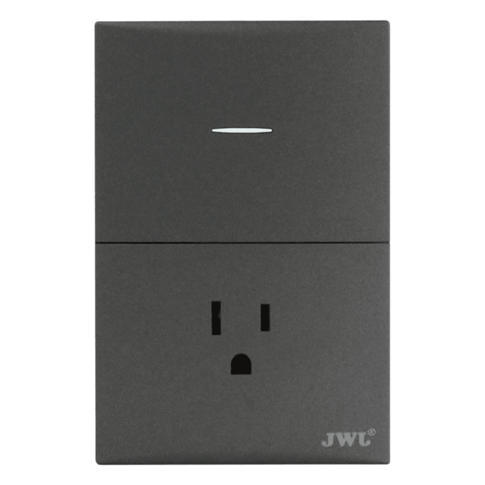 Placa con Interruptor Sencillo y 1 Toma Corriente 10 -15 A 127 V 60 Hz.