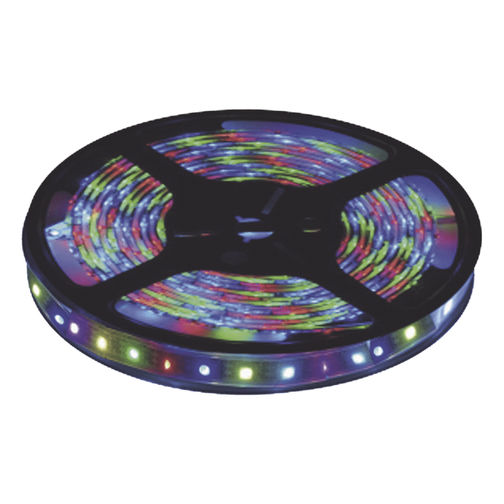 Tira Led Multicolor de 5 m / Uso Exterior / Potencia 22 W / 900 lm/ 12 V CD / Necesario transformador (No incluido).