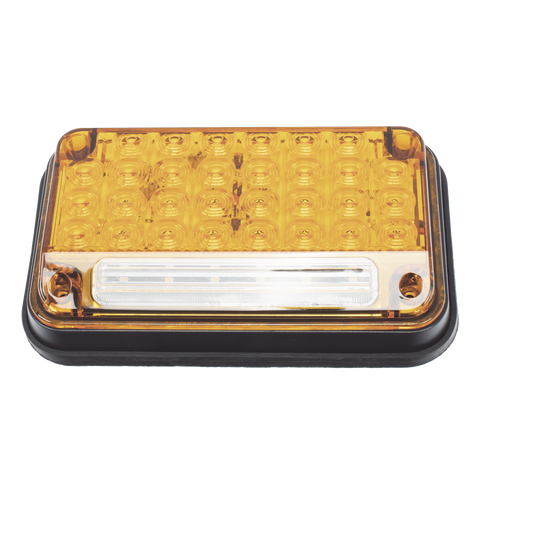 Luz de Advertencia de 7X4", Color Ambar, Con Luz de Trabajo, Ideal para Ambulancias
