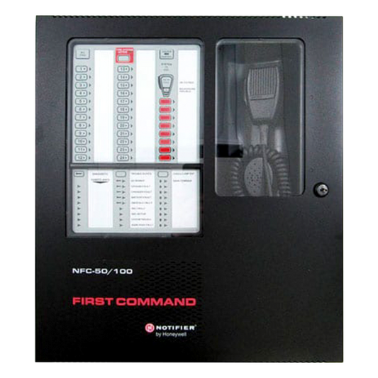 Panel de Evacuación por Voz de Emergencia 50 o 100 W a 25 V con Hasta 8 Circuitos de Altavoces para Sistemas FireWarden de NOTIFIER