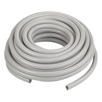 Manguera hermética tipo PolyTuff no metálica gris de 3/4", 100 pies. Uso comercial/industrial.