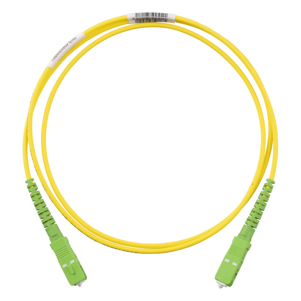Jumper de Fibra Optica Monomodo 9/125 OS2, SC/APC-SC/APC Simplex, OFNR (Riser), Color Amarillo, 1 Metro (3.28 Pies)