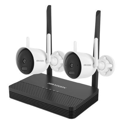 Kit IP Inalámbrico 2 Megapixel (1080p) / NVS 4 Canales / 2 Cámaras Bala para Exterior con Lente 2.8 mm y Dual Light (30 mts IR + 20 mts Luz Blanca)