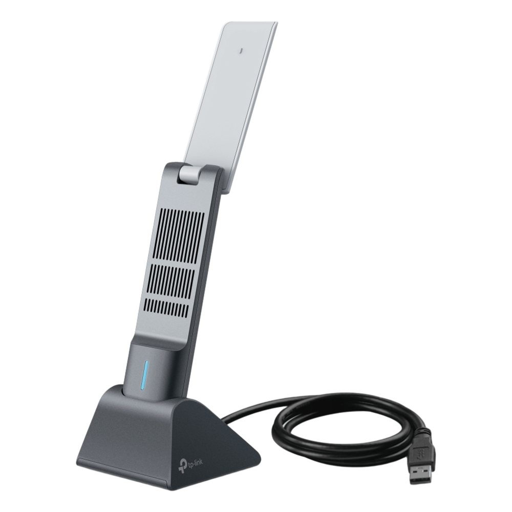 Adaptador USB Wireless Wi-Fi 6 / AX3000 (2402 Mbps + 574 Mbps) / Antenas de Alta Ganancia / USB 3.0 / Baja Latencia Gaming / WPA3 / Cuna Desmontable