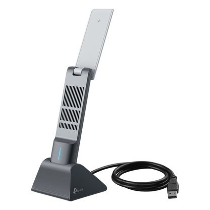 Adaptador USB Wireless Wi-Fi 6 / AX3000 (2402 Mbps + 574 Mbps) / Antenas de Alta Ganancia / USB 3.0 / Baja Latencia Gaming / WPA3 / Cuna Desmontable